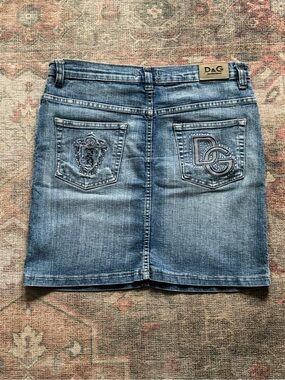Vintage Dolce & Gabbana Denim Skirt with Embellishments Size 29